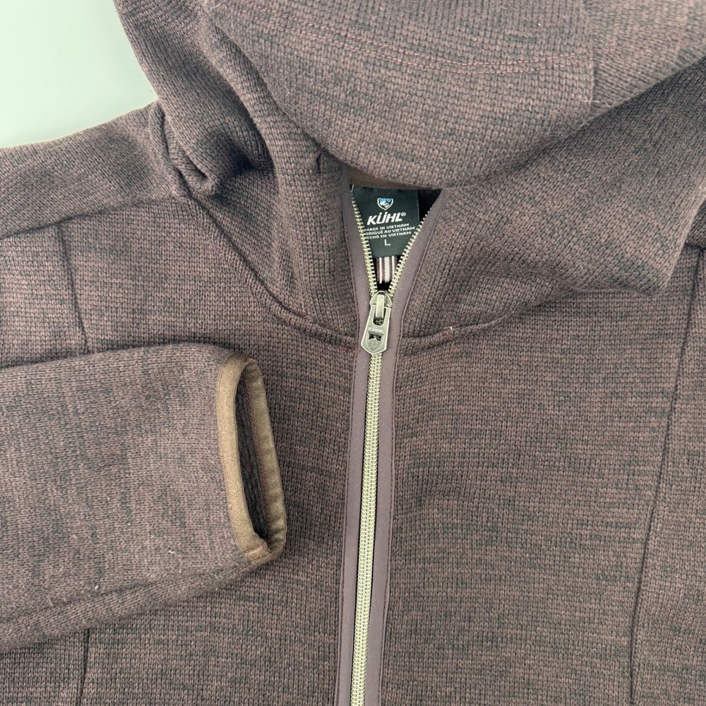 KUHL Full Zip Hoodie Mens Large Plum Brown Fleece Lined Performance Jacket 9989